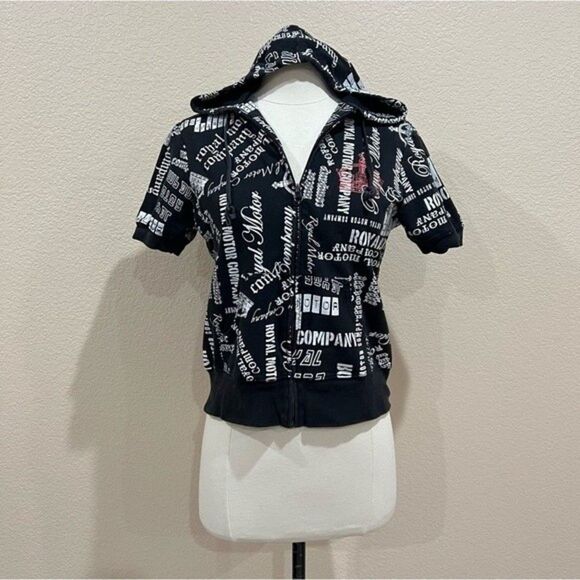 Feathers Royal Motor Company Short Sleeve Full Zip Hoodie Medium - Picture 13 of 16